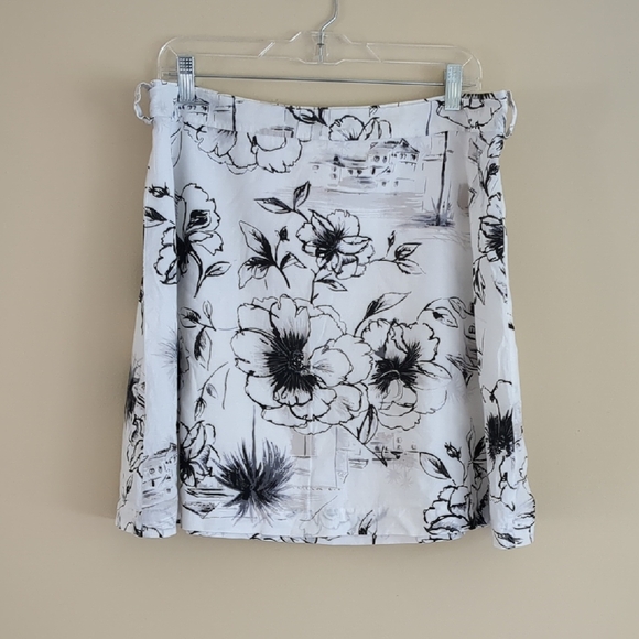 George Size 14 Floral White Black And Gray Building Cotton Blend - Picture 1 of 16